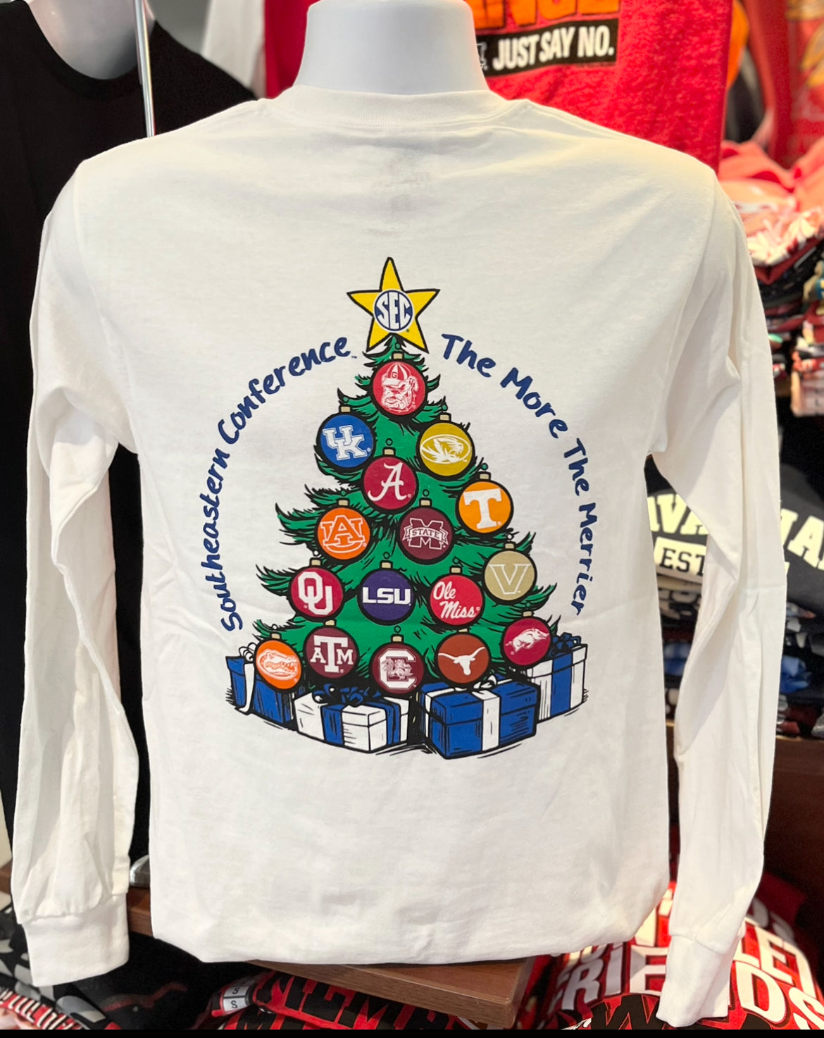 SEC Christmas Tree T-shirt - “We Have Been Good All Year” (Long Sleeve White)