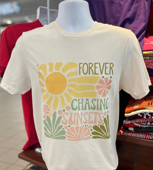Forever Chasing Sunsets Graphic T-shirt (Short Sleeve Natural)