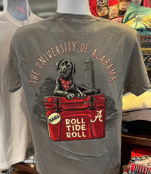 Alabama Crimson Tide T-Shirt - “Alabama Cooler Pup” (Comfort Colors Short Sleeve Grey)