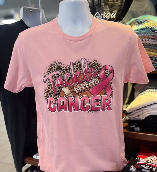 October Breast Cancer Awareness T-shirt - “Tackle Breast Cancer” (Short Sleeve Light Pink)