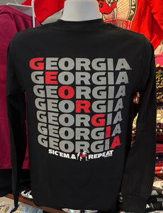Georgia Bulldogs T-shirt - “Sic ‘Em and Repeat”  (Long Sleeve Black)