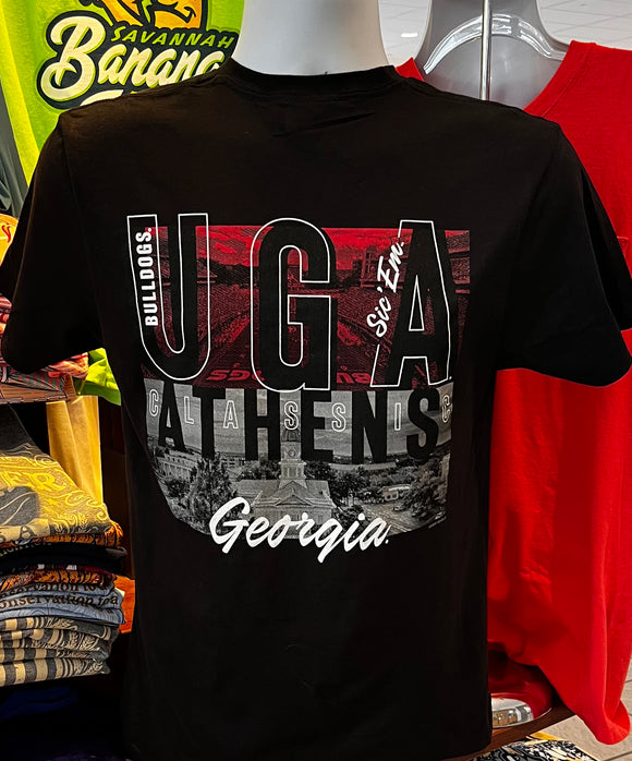 Georgia Bulldogs T-shirt - “Classic Athens” (Tultex Short Sleeve Black)