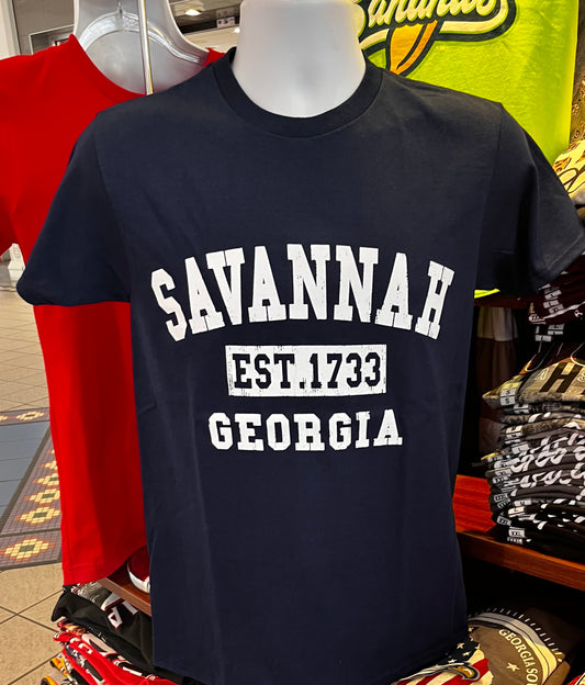 Savannah “Established 1733” Short Sleeve Tee (Navy)