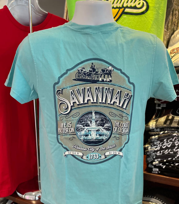 Savannah “Forsyth Fountain” Short Sleeve Tee (Chalky Mint)