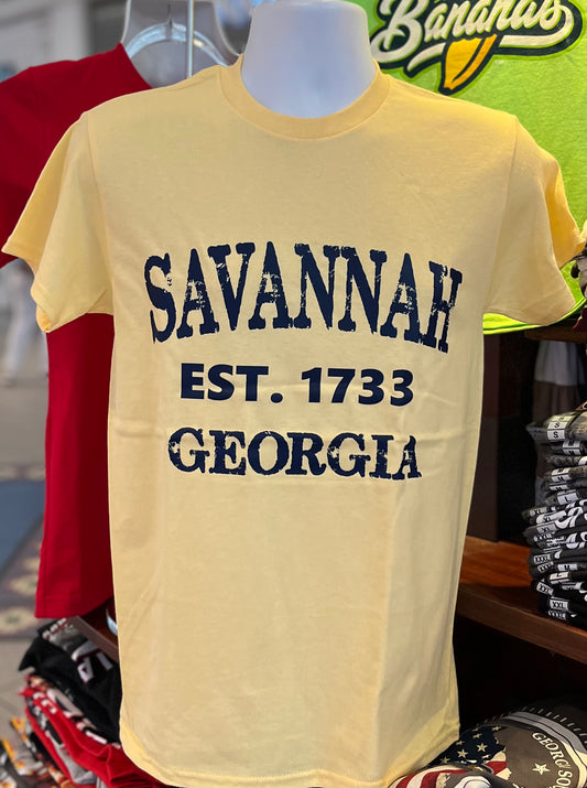 Savannah “Established 1733” Short Sleeve Tee (Yellow)