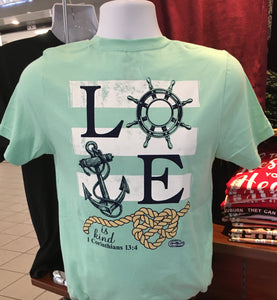 I Corinthians 4:13 “Love is Kind” Short Sleeve Tee (Mint)