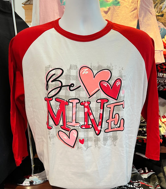 Valentine’s Day “Be Mine” Raglan (Red/White)
