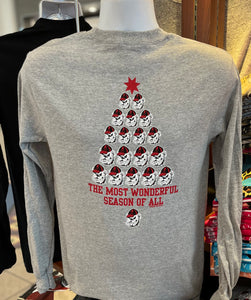 Georgia Bulldogs T-shirt - Christmas Tree (Long Sleeve Athletic Grey)