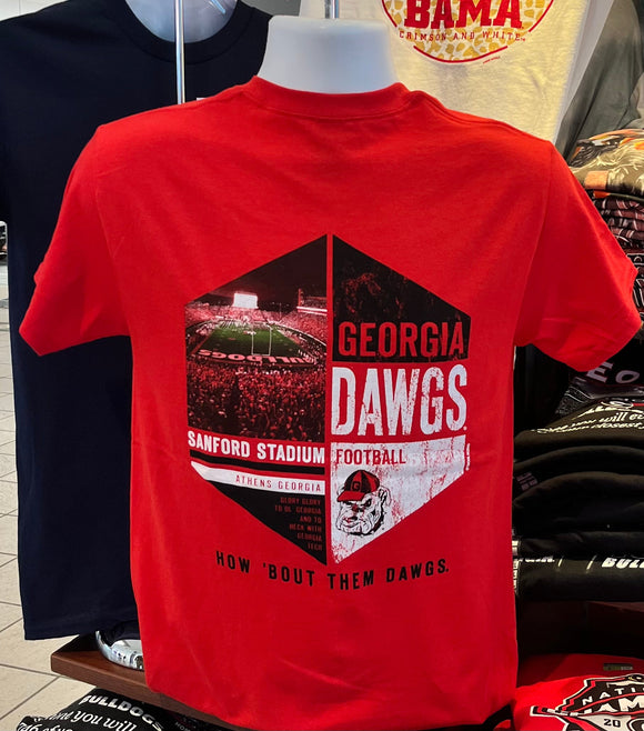 Georgia Bulldogs T-shirt - “Sanford Stadium” (Short Sleeve Red)