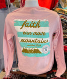 Faith Moves Mountains Long Sleeve Tee (Light Pink)