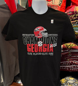 Georgia Bulldogs T-shirt - SEC Champs Helmet (Short Sleeve Black)