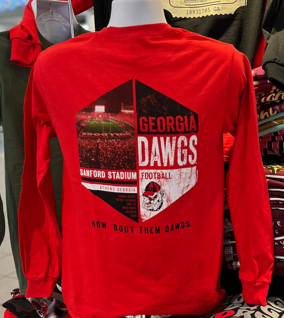 Georgia Bulldogs T-shirt - “Sanford Stadium” (Long Sleeve Red)