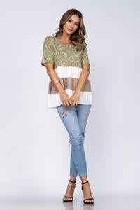 TSS Paisley Color Block Top