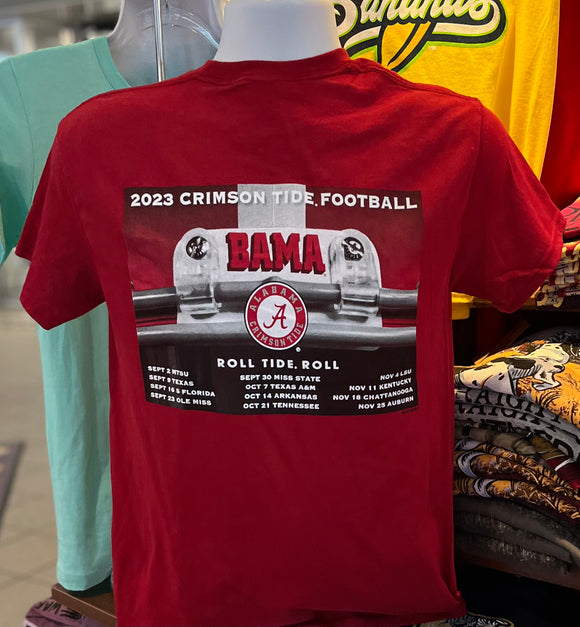 Alabama T-Shirt - 2023 Football Schedule (Short Sleeve Cardinal)