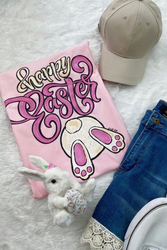 Adult “Happy Easter” Short Sleeve (Light Pink)