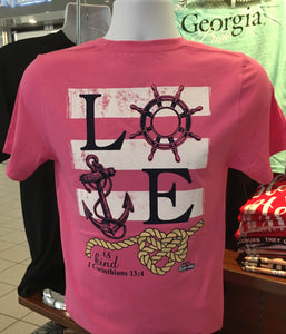I Corinthians 4:13 “Love is Kind” Short Sleeve Tee (Pink)