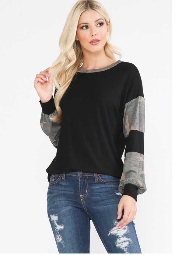 Camo Accented Long Sleeve