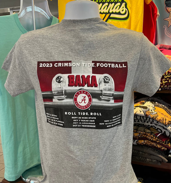 Alabama T-Shirt - 2023 Football Schedule (Short Sleeve Sport Gray