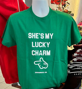 St. Patrick’s Day “She’s my lucky charm”  Short Sleeve (Green)