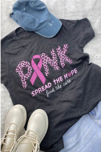 October “Pink Leopard” Short Sleeve (Dark Heather Gray)