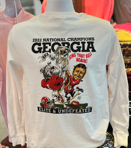 Georgia Bulldogs T-shirt - 2022 Jack Davis Illustrated National Champs (Long Sleeve White)