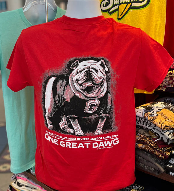 Georgia Bulldogs T-shirt - “One Great Dawg” (Short Sleeve Red)