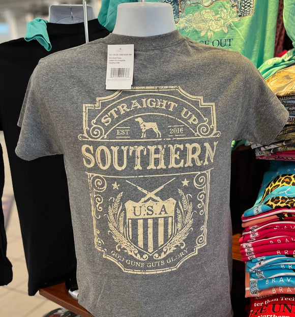 Straight Up Southern T-Shirt - “Southern Label” (Short Sleeve Graphite Heather)