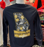 Georgia Southern State Floral Long Sleeve Tee (Navy)