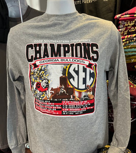 Georgia Bulldogs T-shirt - SEC Champs Recap (Long Sleeve Sport gray)
