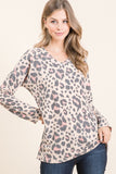Taupe and Coral Leopard Long Sleeve