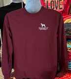 Straight Up Southern T-Shirt - “Pointer in Field” (Long Sleeve Maroon)