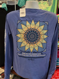 Lily Grace T-Shirt - ”Sunflower Mandala” (Long Sleeve Periwinkle)