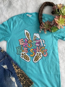 Adult “Easter Blessings” Short Sleeve (Turquoise)