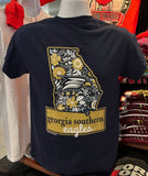 Georgia Southern State Floral Short Sleeve Tee (Navy)