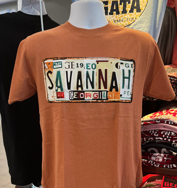 Savannah License Plate Short Sleeve Tee (Rust)
