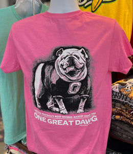 Georgia Bulldogs T-shirt - “One Great Dawg” (Short Sleeve Azalea)