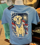 Lily Grace T-Shirt - Golden “God Bless the USA” (Short Sleeve Azure)