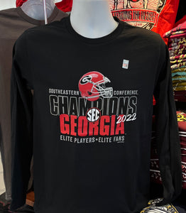 Georgia Bulldogs T-shirt - SEC Champs Helmet (Long Sleeve Black)