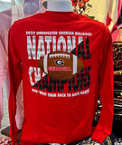 Georgia Bulldogs T-shirt - 2022 National Champs Football (Long Sleeve Red)