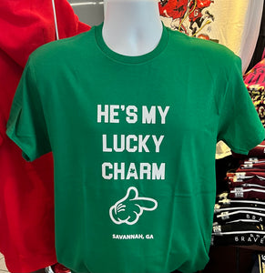 St. Patrick’s Day “He’s my lucky charm”  Short Sleeve (Green)