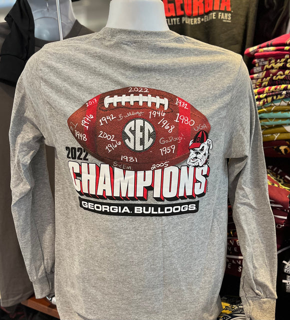 Georgia Bulldogs T-shirt - SEC Champs Football (Long Sleeve Sport gray)