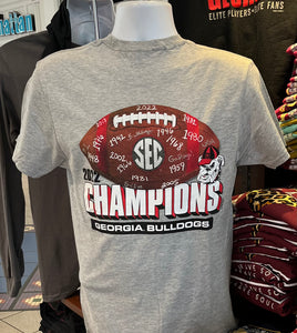 Georgia Bulldogs T-shirt - 2021 SEC Champs Football (Short Sleeve Sport Gray)