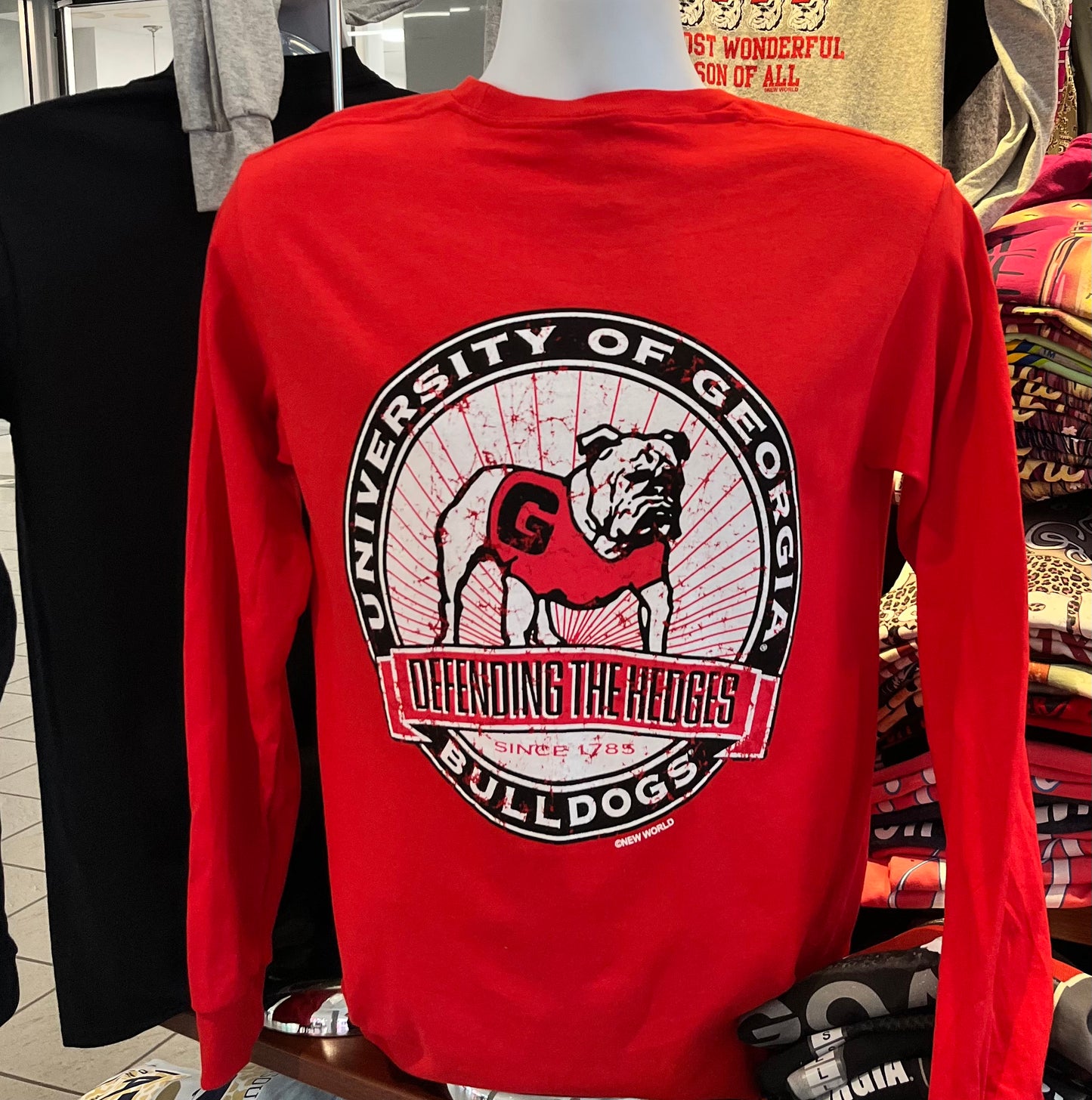 Georgia Bulldogs T-shirt - “Defending the Hedges Since 1785” (Long Sleeve Red)