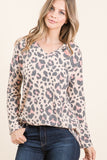 Taupe and Coral Leopard Long Sleeve