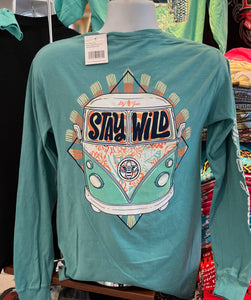 Lily Grace T-Shirt - ”Stay Wild” (Long Sleeve Spanish Moss)
