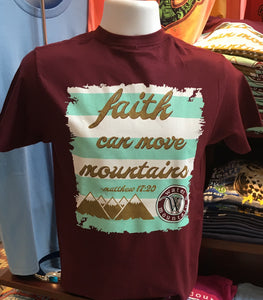 Faith Can Move Mountains Short Sleeve Tee (Maroon)