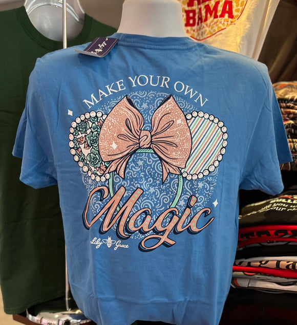 Lily Grace T-Shirt - “Make your own magic” (Short Sleeve Marine Blue)