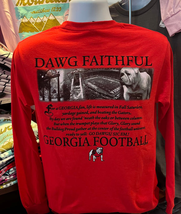 Georgia Bulldogs T-shirt - “Dawg Faithful” (Long Sleeve Red)